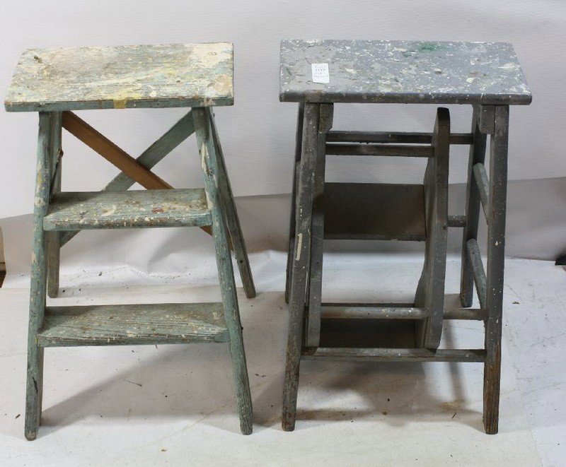 Pair of Painted Step Ladders 24" Tall: Pair of Painted Step Ladders 24" Tall