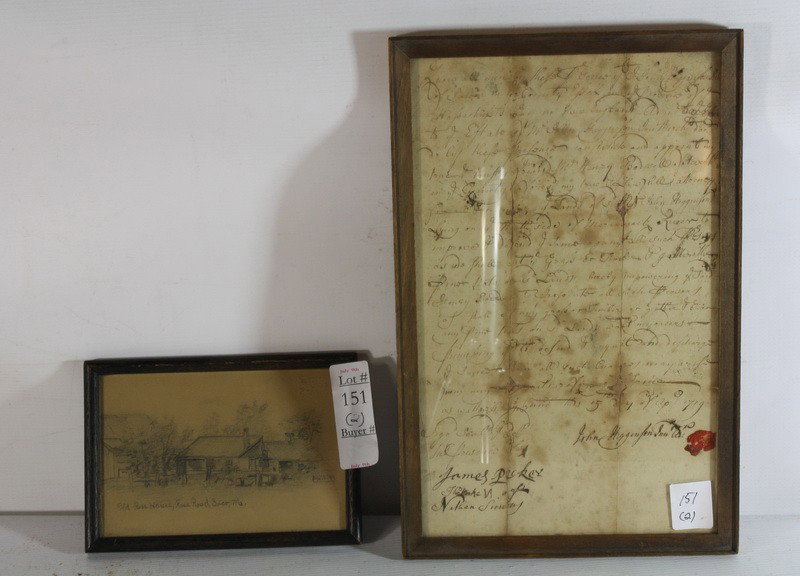2 Pc. Lot 1894 Old Ross House Saco Maine and 1719 : 2 Pc. Lot 1894 Old Ross House Saco Maine and 1719 Letter North of Merrimack river