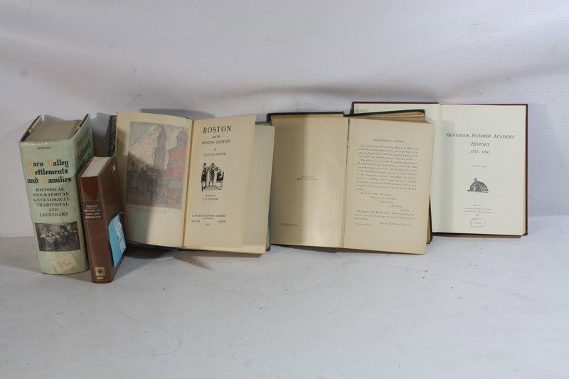 Lot of 5 Books: Saco Valley Settlements and Famil: Lot of 5 Books: Saco Valley Settlements and Families, History of Saco and Biddeford, Gov. Dummer Academy History, Boston and the Boston Ledger, and History of Maine
