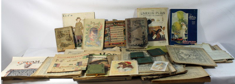 Ephemera lot including 1916 Larkin Catalogue, Natu: Ephemera lot including 1916 Larkin Catalogue, Natural history litho puzzle 1880 and 1883 seed catalogue