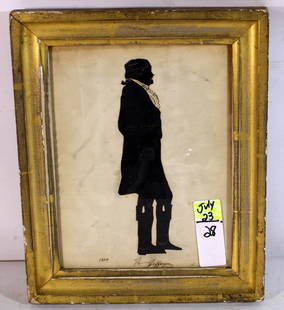 1820 Thomas Jefferson Silhoutte in lemon gold frame: 1820 Thomas Jefferson Silhoutte in lemon gold frame