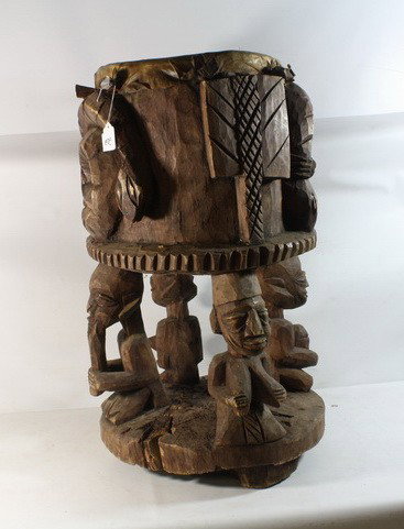 30" African Carved Drum: 30" African Carved Drum