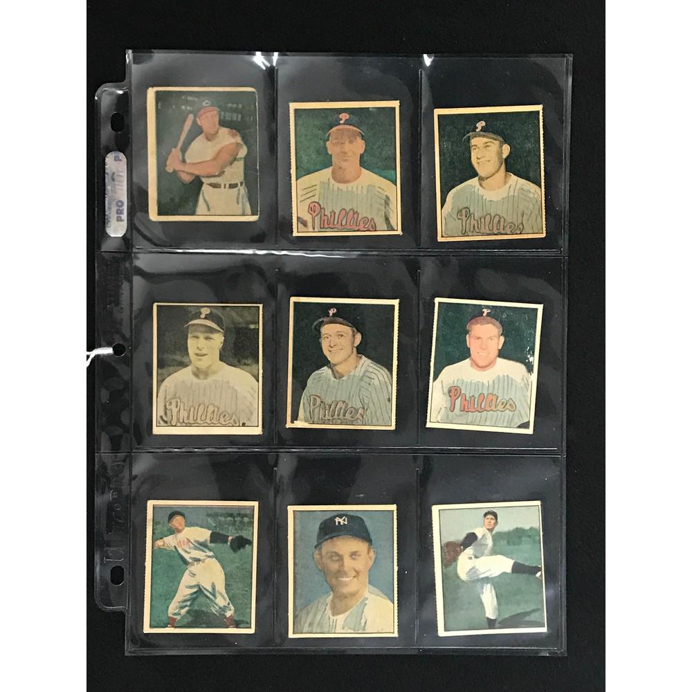 9 1951 Berk Ross Baseball Cards (1 of 2)
