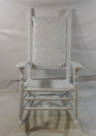 Porch Rocker Painted White Woven Wicker: Porch Rocker Painted White Woven Wicker