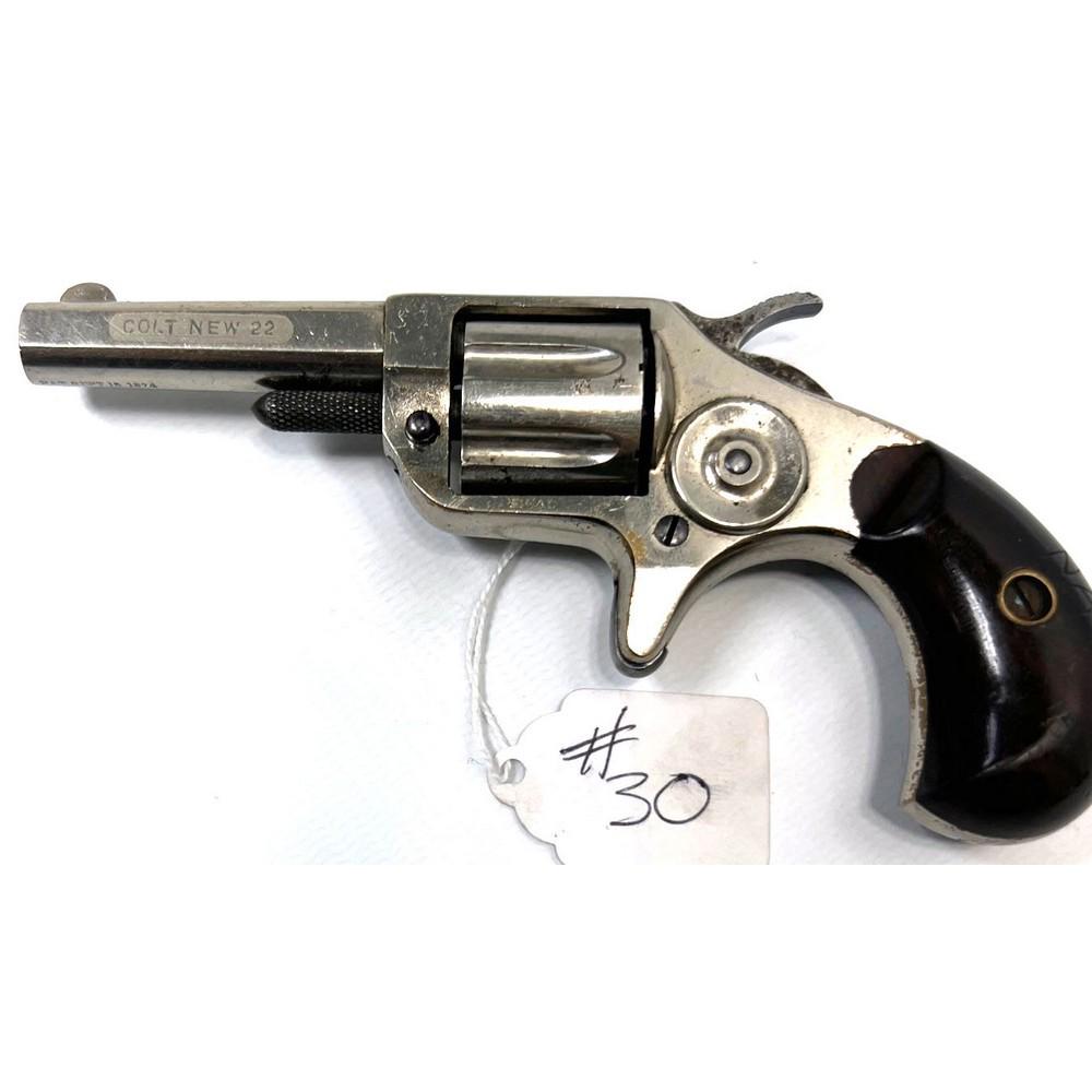 Handgun Antique Colt New Line .22 Rimfire Revolver: Cal .22, Grips Have (nam) Etched In Grips Frame Show Scratching