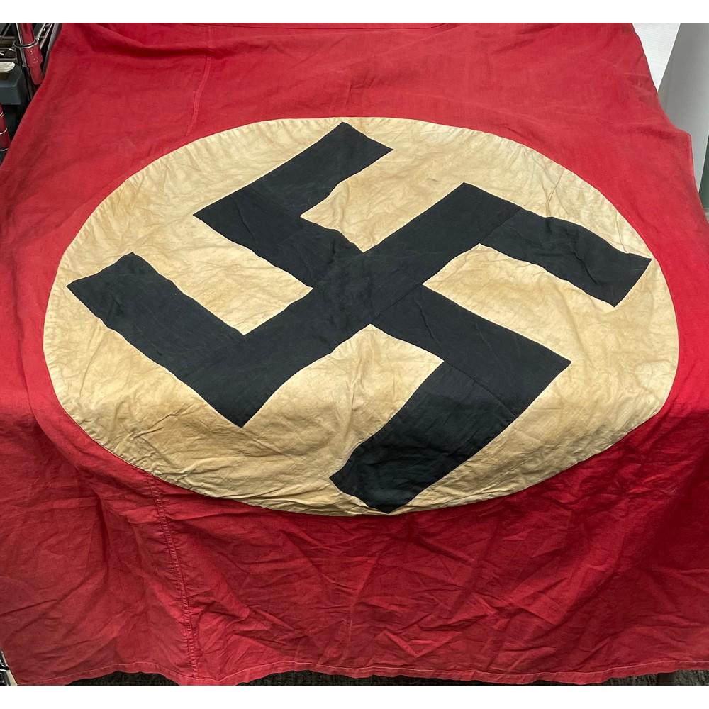 Wwii German Banner/flag: Officially The Flag Of The German Reich, Featured A Red Background With A Black Swastika On A White Disc. This Flag/banner Measures 40"x 55"