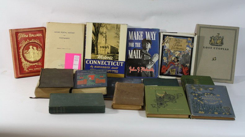 Book lot, Make Way for the Mail, Maine Postal Hist: Book lot, Make Way for the Mail, Maine Postal History and Postmarks, The Pinecone Stories, Romance of Forgotten Stories, Longfellow, Historic Connecticut, Lost Utopias, etc.
