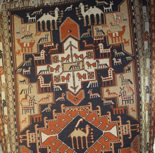 Animal Iranian Tribal Rug Hand woven 8x3.6: Animal Iranian Tribal Rug Hand woven 8x3.6