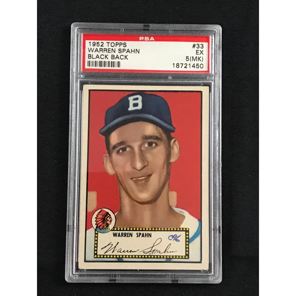 1952 Topps Warren Spahn Black Mack Psa 5 Mk (1 of 2)