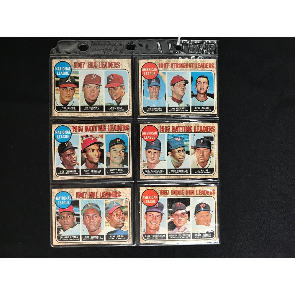 6 1968 Topps Baseball Leader Cards Hof (1 of 2)