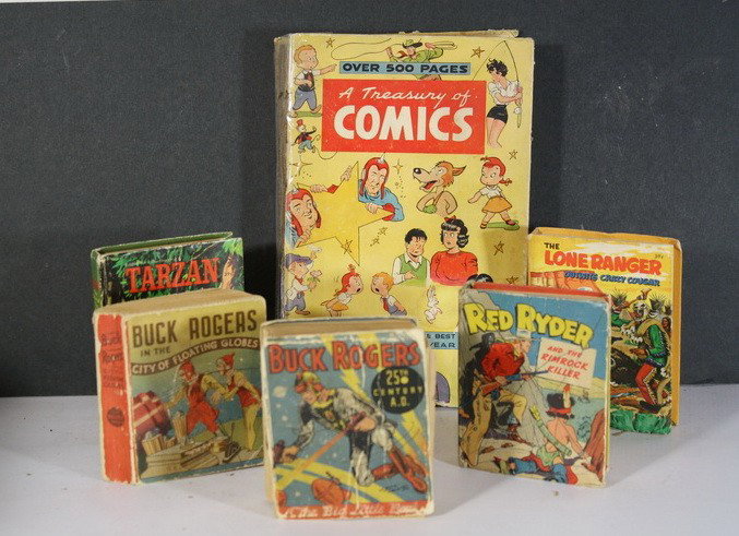 Five book lot to include: A Treasury of Comics, Bi: Five book lot to include: A Treasury of Comics, Big Little Books - Lone Ranger, Buck Rogers, Red Rider, Tarzan
