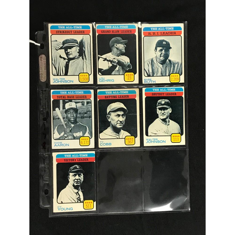 7 1973 Topps Baseball Alltime Leaders (1 of 2)