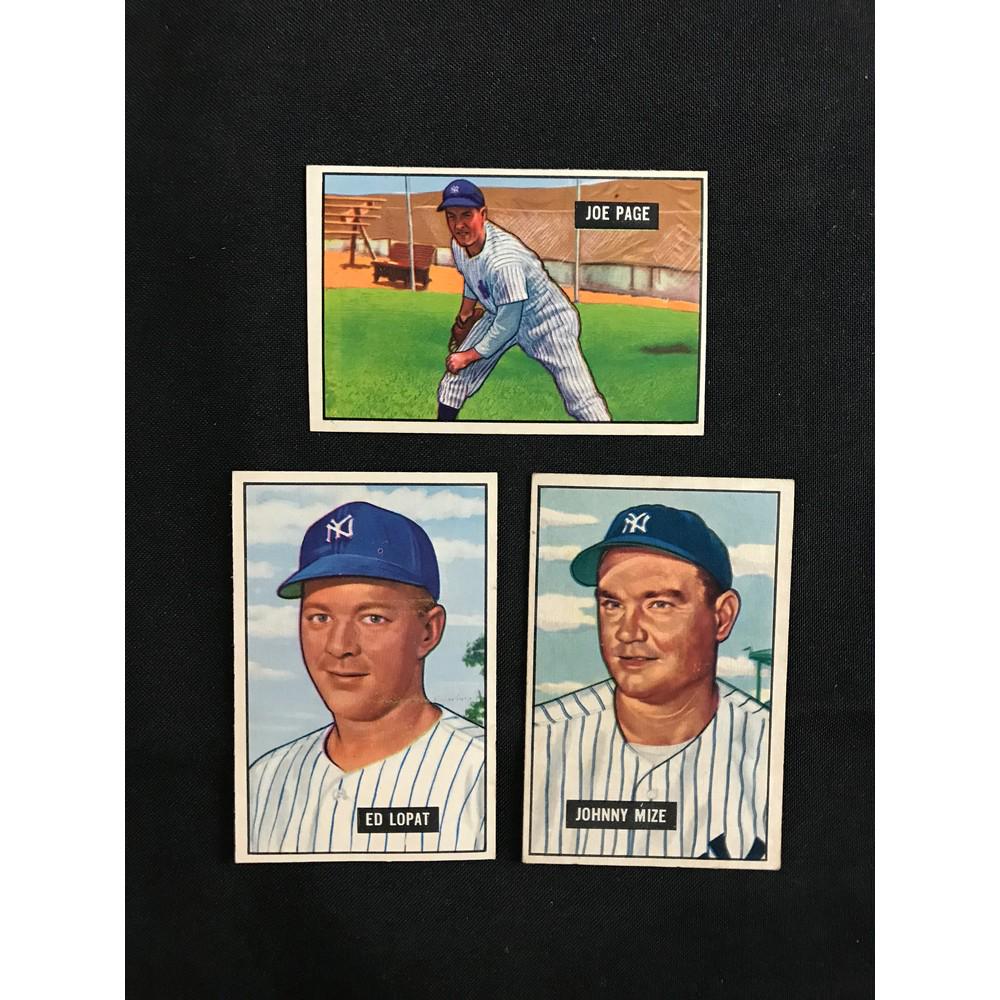 Three 1951 Bowman Ny Yankees Cards (1 of 2)