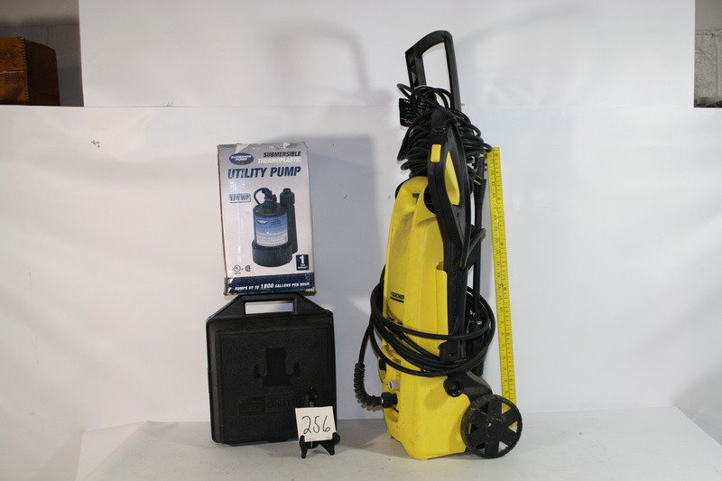 Pressure Washer, utility pump and Hand Auger 3 pc.: Pressure Washer, utility pump and Hand Auger 3 pc. Lot