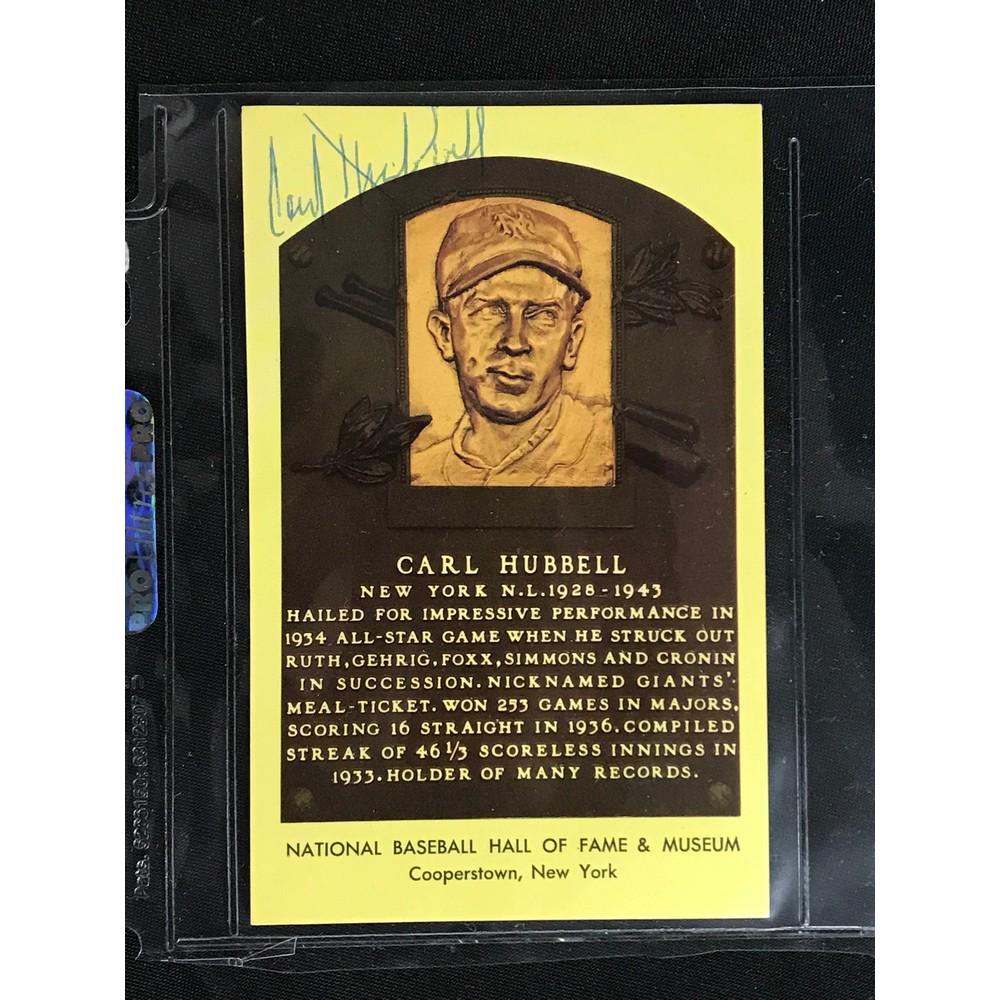 Carl Hubbell Signed Hof Plaque Card (1 of 2)