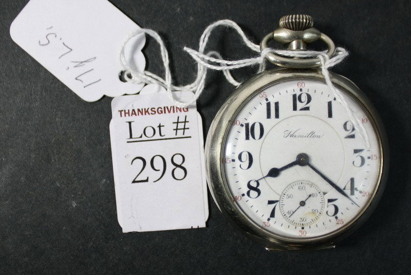 Watch, Hamilton Model 936 w/ motor barrel, double : Watch, Hamilton Model 936 w/ motor barrel, double roller RailRoad Watch 17j L.S.