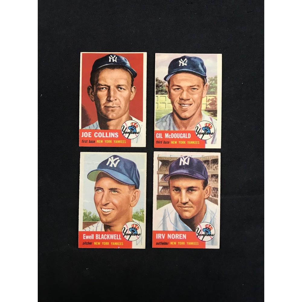 4 1953 Topps Ny Yankees Cards (1 of 2)