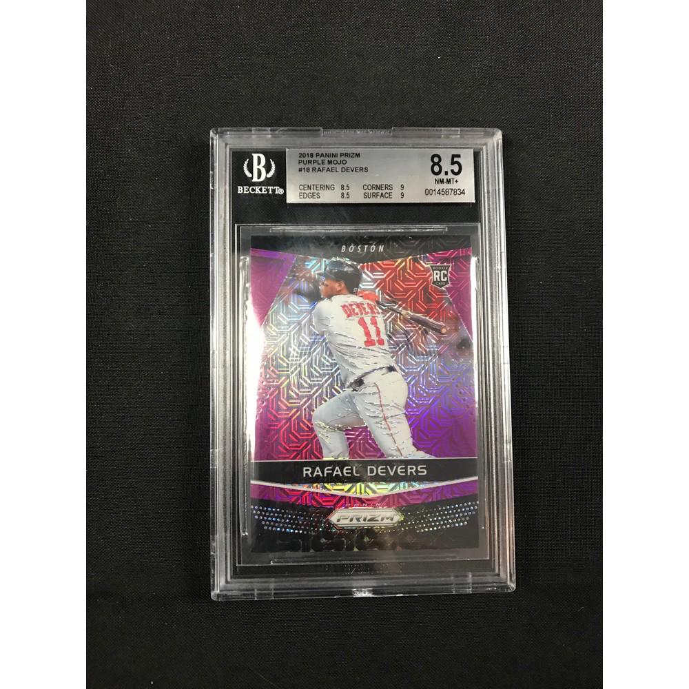 2018 Prizm Purple Mojo Rafael Devers Rc Bgs 8.5 (1 of 2)