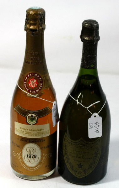 1973 Moet Chandon Champagne Quve Dom Perignon, Lou: 1973 Moet Chandon Champagne Quve Dom Perignon, Louis Roderer Crystal Champagne 1979 2 pc. Lot