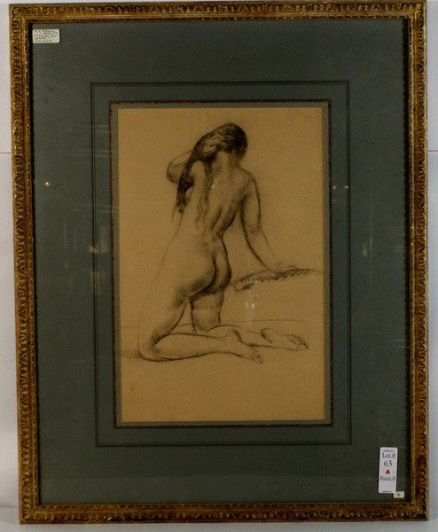 Drawing of Nude by Leon Kroll 12x18: Drawing of Nude by Leon Kroll 12x18