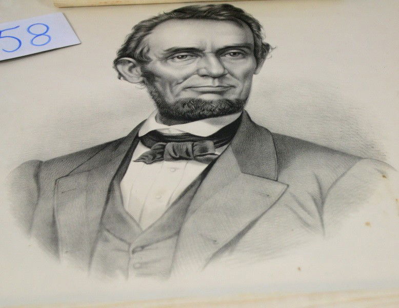 2 Unframed Prints Courier and Ives Lincoln and Lib: 2 Unframed Prints Courier and Ives Lincoln and Libby Confederate Prison with other prints