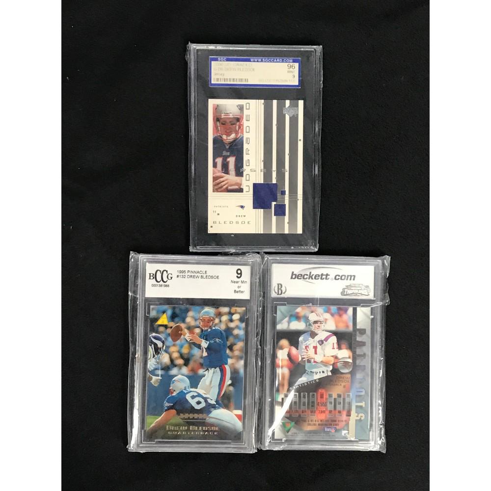 Three Graded Vintage Drew Bledsoe Cards (1 of 2)