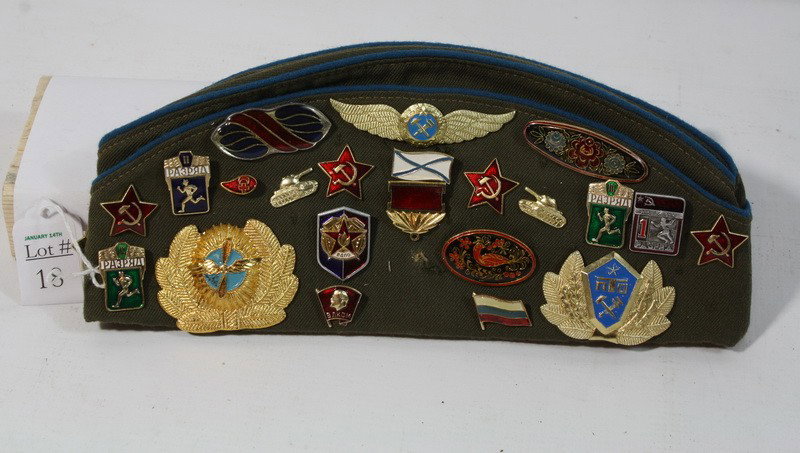 Soviet Hat with pins and patches: Soviet Hat with pins and patches