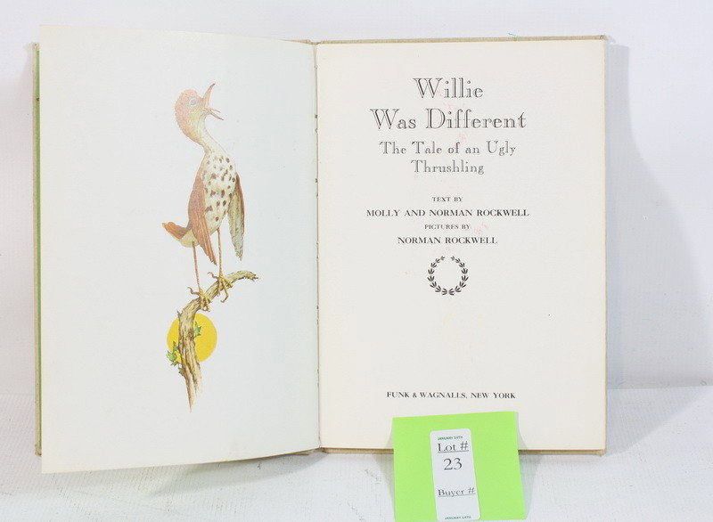 Willie was Different Book signed by Norman Rockwell: Willie was Different Book signed by Norman Rockwell and Wife