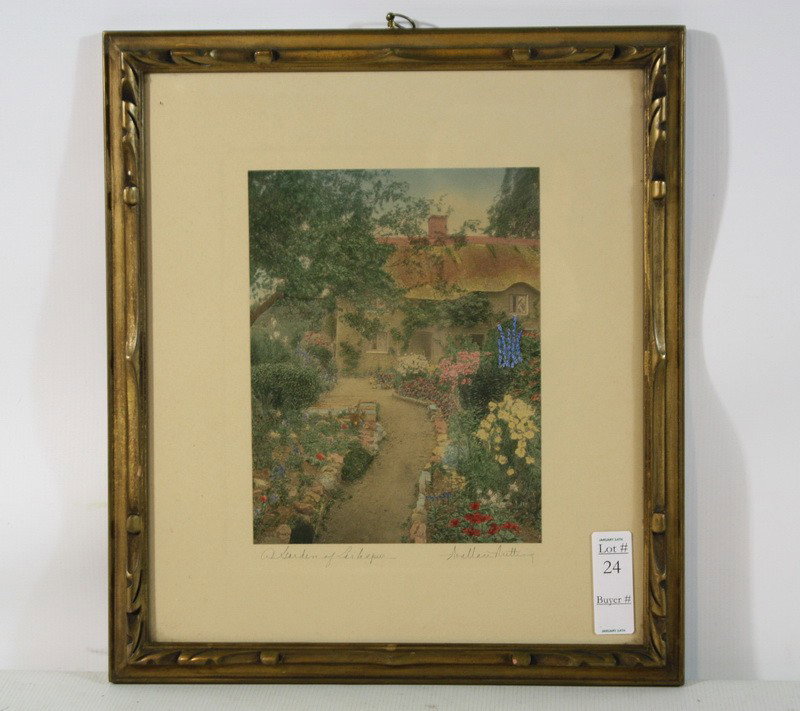 Framed Wallace Nutting "A Garden of Larkspur": Framed Wallace Nutting "A Garden of Larkspur"