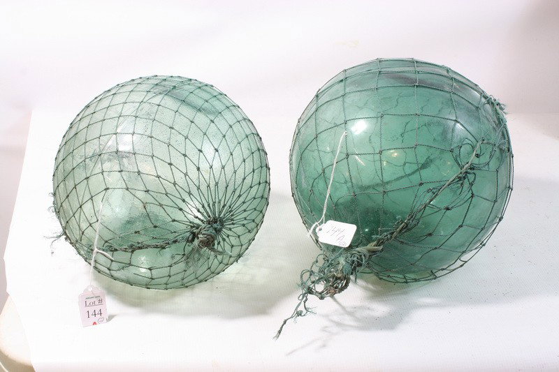 Two Japanese glass fishing balls: Two Japanese glass fishing balls