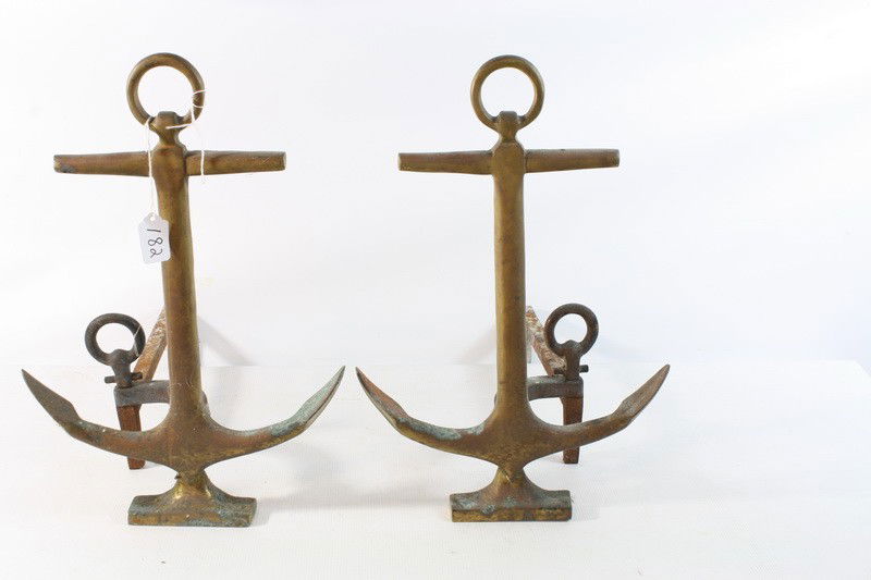 Pair of ships anchor andirons: Pair of ships anchor andirons