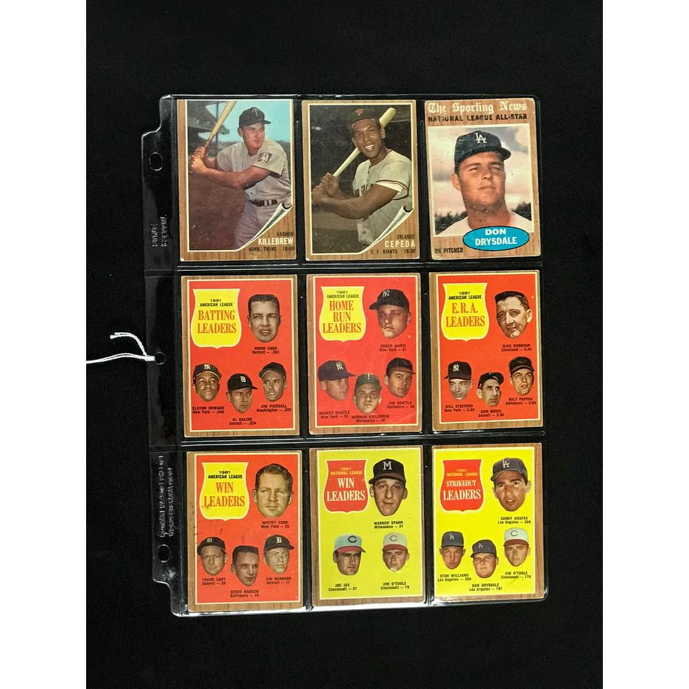 9 1962 Topps Baseball Stars/hof (1 of 2)