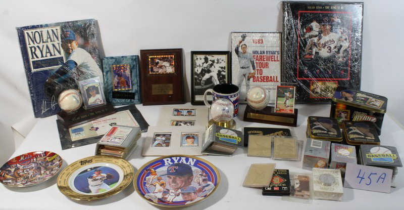 Collection of Nolan Ryan items including autograph: Collection of Nolan Ryan items including autographed balls, autographed photo, cards, gold cards, coins, stamps and more