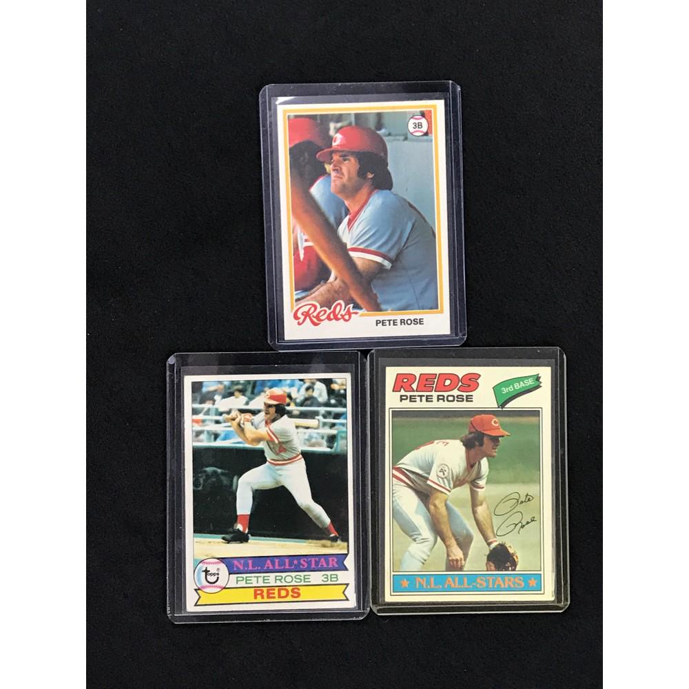 Three Vintage Pete Rose Cards 1977-1979 (1 of 2)