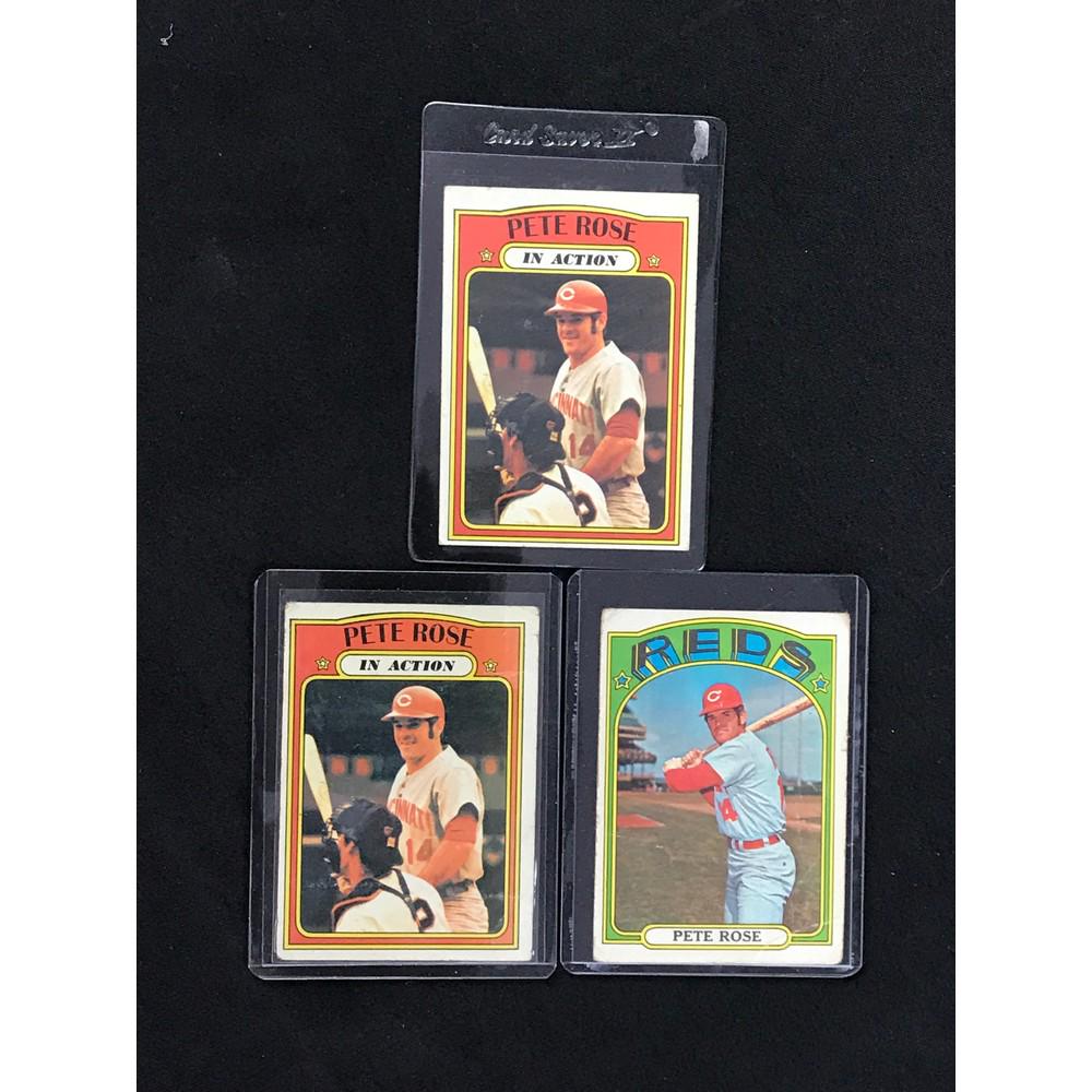 Three 1972 Topps Pete Rose Cards (1 of 2)