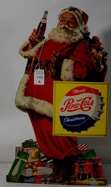1960's Pepsi Cola Die Cut Christmas Standee: 1960's Pepsi Cola Die Cut Christmas Standee