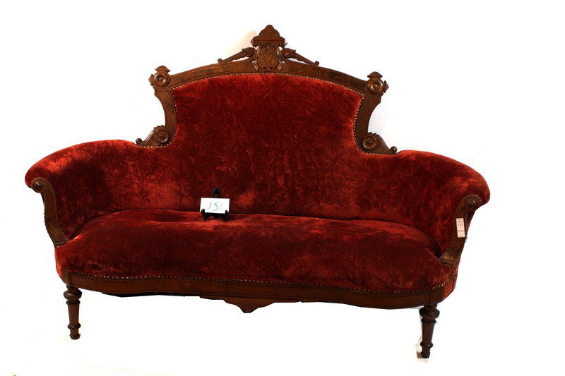 3 Pc. Set Of Eastlake Victorian Furniture with set: East Lake Victorian Settee and 2 Formal Chairs. Plush Upholstered with Pillows