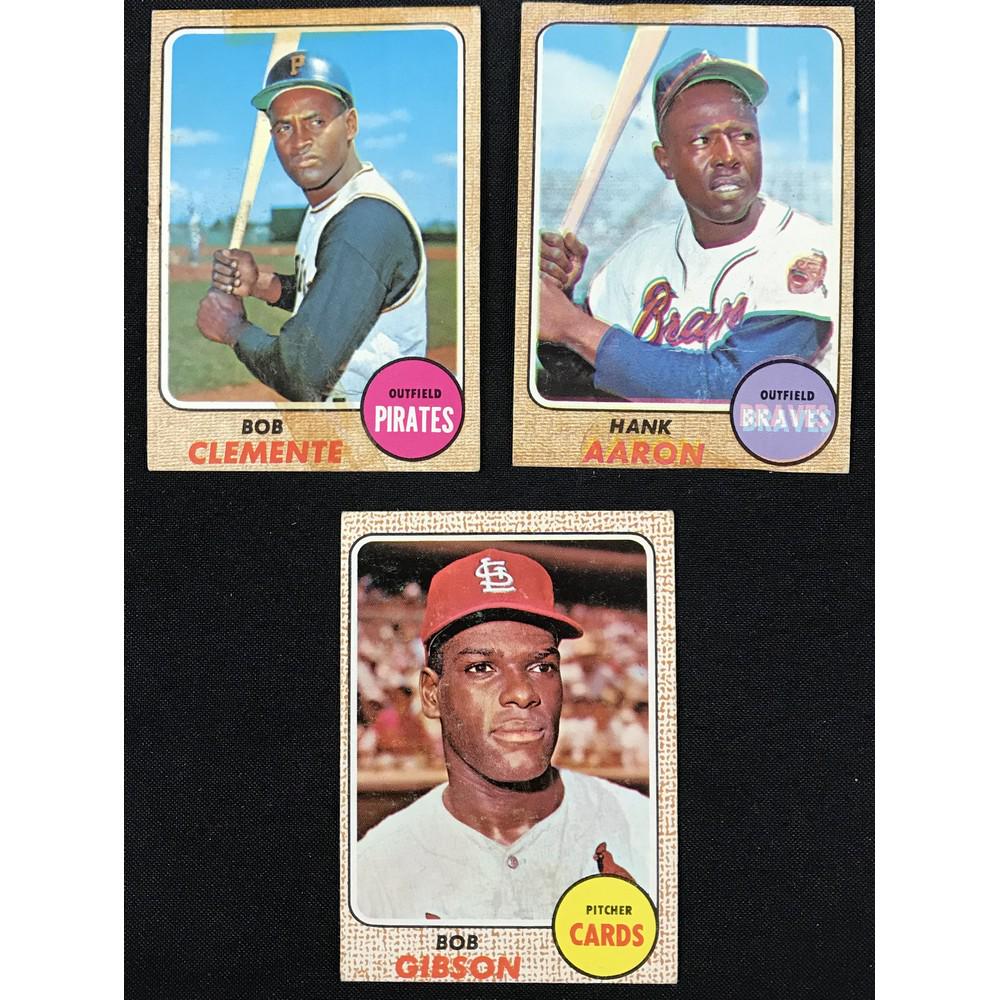 Three 1968 Topps Baseball Hof Clemente/aaron (1 of 2)