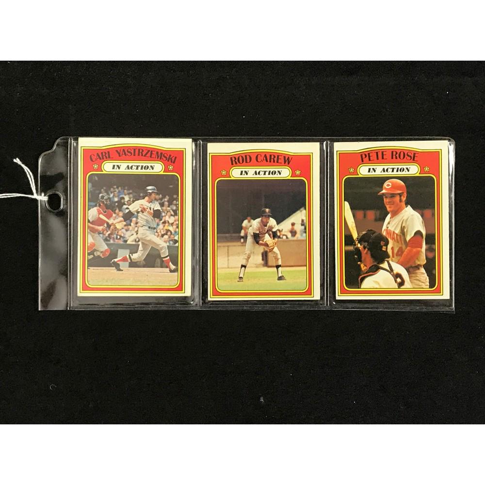 Three 1972 Topps Baseball In Action Cards (1 of 2)