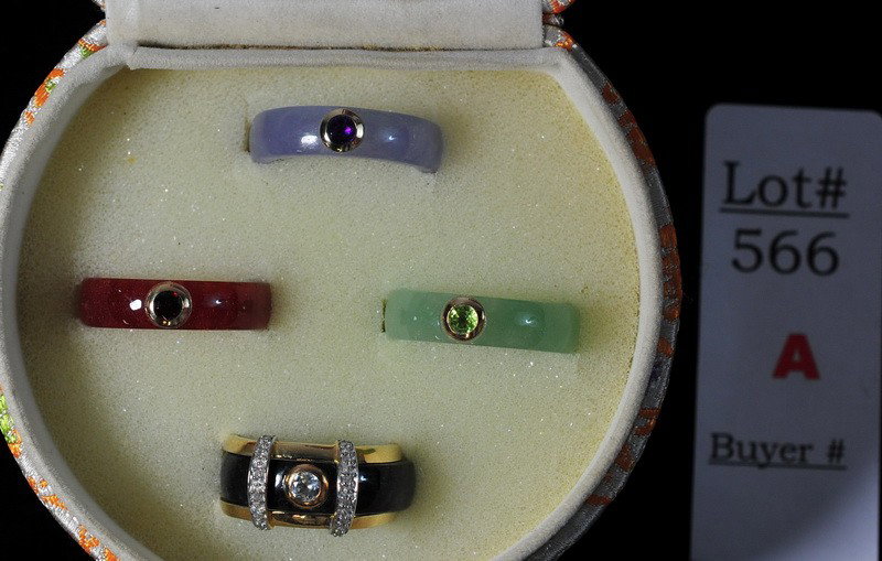 4 Ring Jade set with interchangable inserts