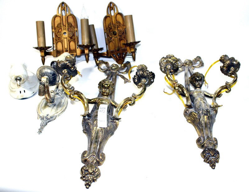 Metal light fixtures with decorative cherubs: Metal light fixtures with decorative cherubs