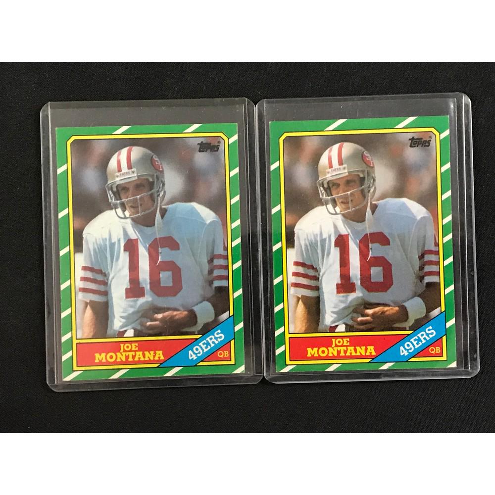 Two 1986 Topps Joe Montana Cards (1 of 2)