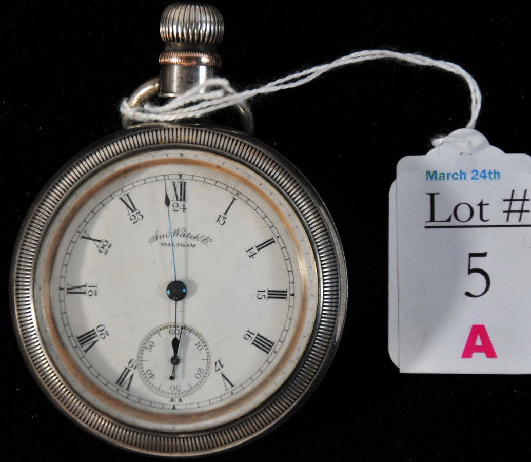 American Watch Co. Waltham Pock Watch HV Dalling Wo: American Watch Co. Waltham Pock Watch HV Dalling Woodstock New Brunswick No. 3149173 in heavy coin silver case