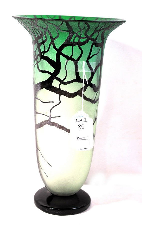 Fine art glass vase signed Bernard Katz 14 1/2": Fine art glass vase signed Bernard Katz 14 1/2"