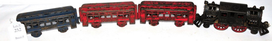 Cast Iron Trains PRR No.6 America Engine, Caboose : Cast Iron Trains PRR No.6 America Engine, Caboose and 2 Cars