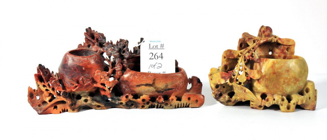 Pair of soapstone statues: Pair of soapstone statues