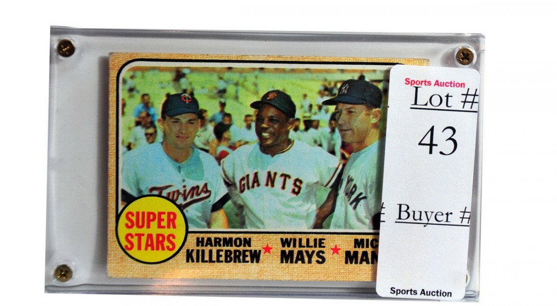 1968 Topps Harmon Killebrew/Willie Mays/Mickey Mant: 1968 Topps Harmon Killebrew/Willie Mays/Mickey Mantle #490 crisp corners, no staining or creases