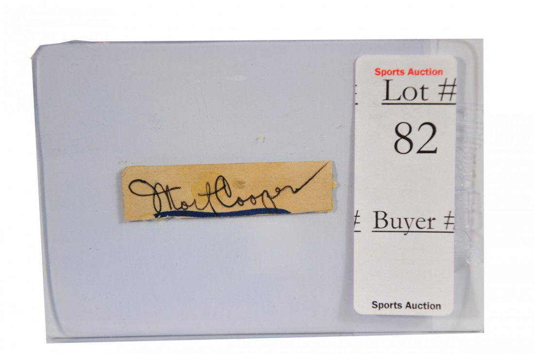 Mort Cooper cut autograph played 1938-1949 and was: Mort Cooper cut autograph played 1938-1949 and was 22-7 for St. Louis in 1942
