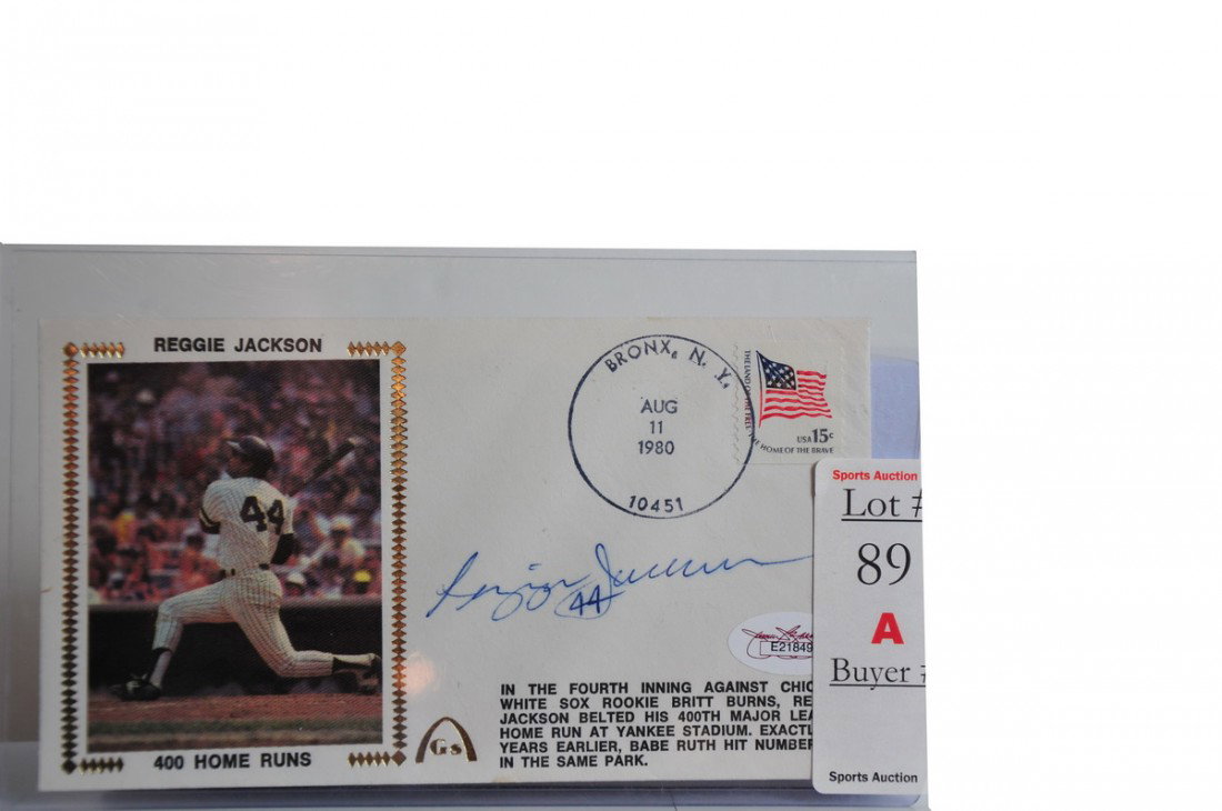 Reggie Jackson autographed envelope 1980 with JSA : Reggie Jackson autographed envelope 1980 with JSA COA