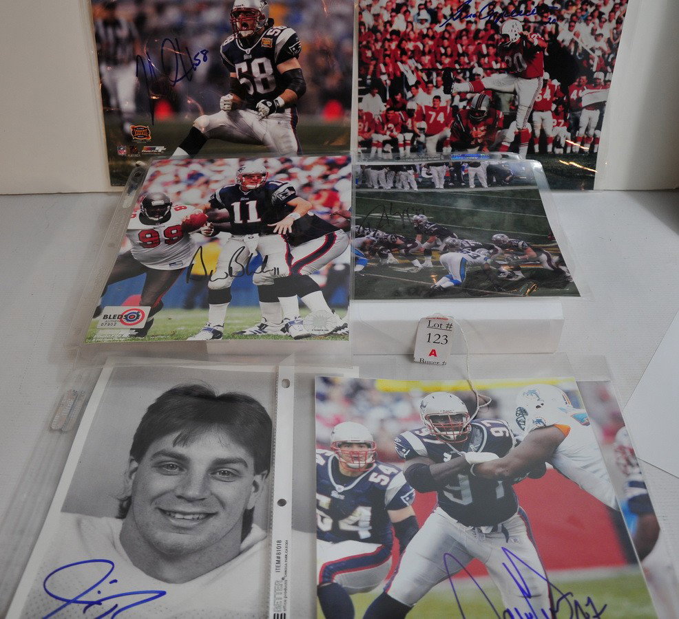 9 Autographed New England Patriots 8x10 photos, G: 9 Autographed New England Patriots 8x10 photos, Gino Capiletti, Drew Beldsoe, Wilfork and more